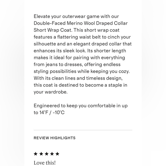 Quince Double-faced Merino Wool Draped Collar Short Wrap Coat, NWT, S - Picture 6 of 15